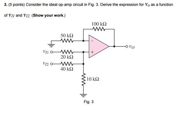 Solved Consider The Ideal Op amp Circuit In Fig 3 Derive Chegg