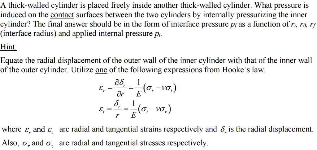 Solved A Thick-walled Cylinder Is Placed Freely Inside | Chegg.com