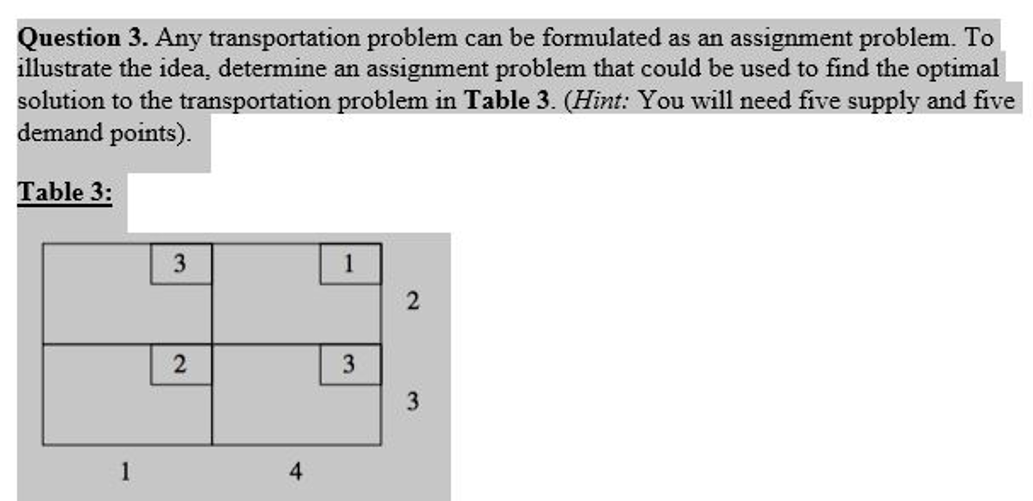 discuss the difference between transportation problem and assignment problem