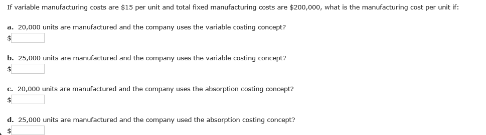 What Is Variable Manufacturing Cost Per Unit