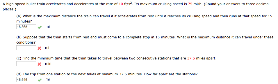 Solved A high-speed bullet train accelerates and decelerates | Chegg.com