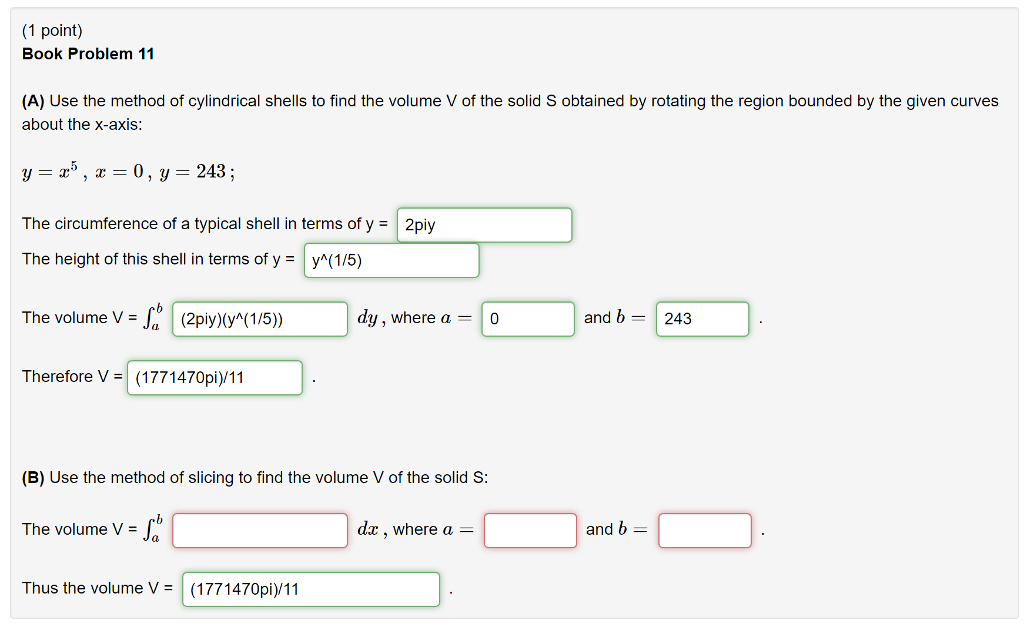 Solved Use the method of cylindrical shells to find the