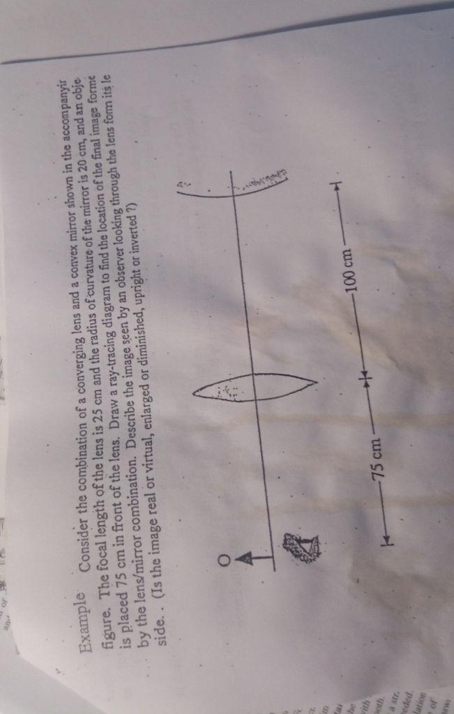 Solved Example Consider the combination of a converging lens