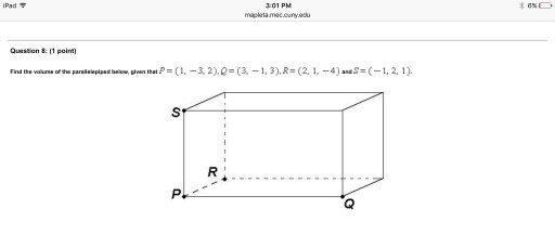 Solved Find the volume of the parallelepiped below, given | Chegg.com