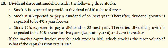 Solved Dividend Discount Model Consider The Following Three | Chegg.com