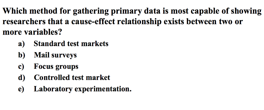 Solved Which Method For Gathering Primary Data Is Most Chegg