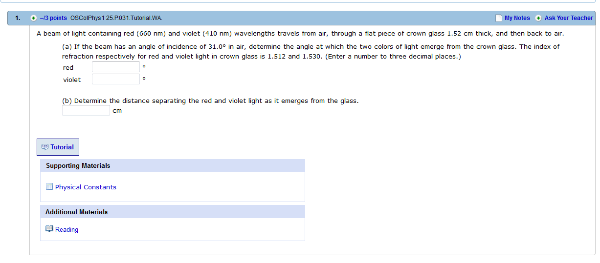 Solved A beam of light containing red (660 nm) and violet