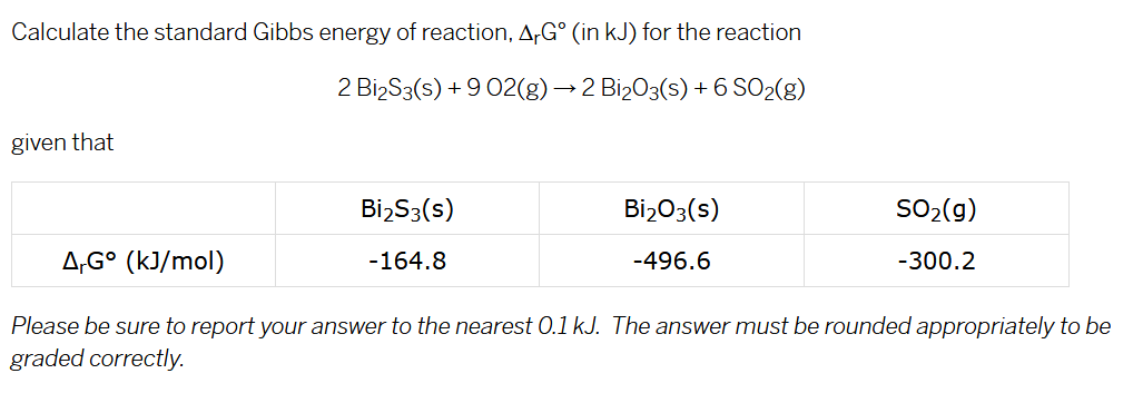 Solved: Calculate The Standard Gibbs Energy Of Reaction, Δ... | Chegg.com