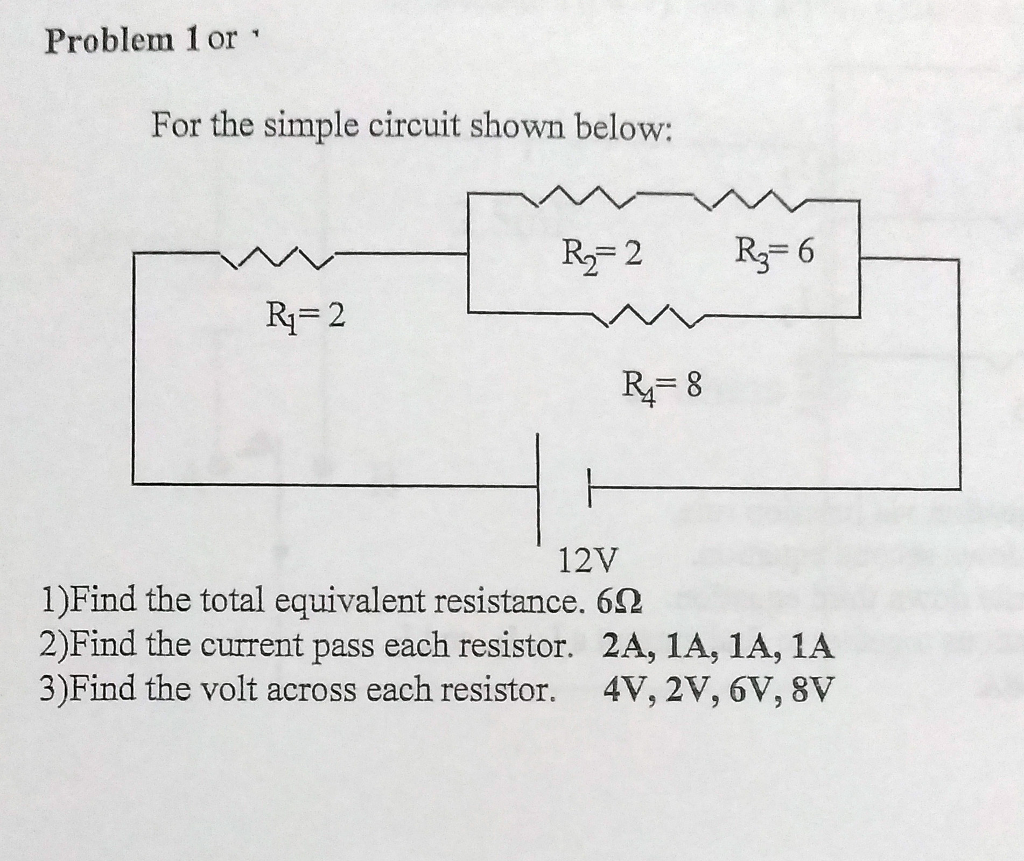 Solved For the simple circuit shown below. 1. Find the | Chegg.com