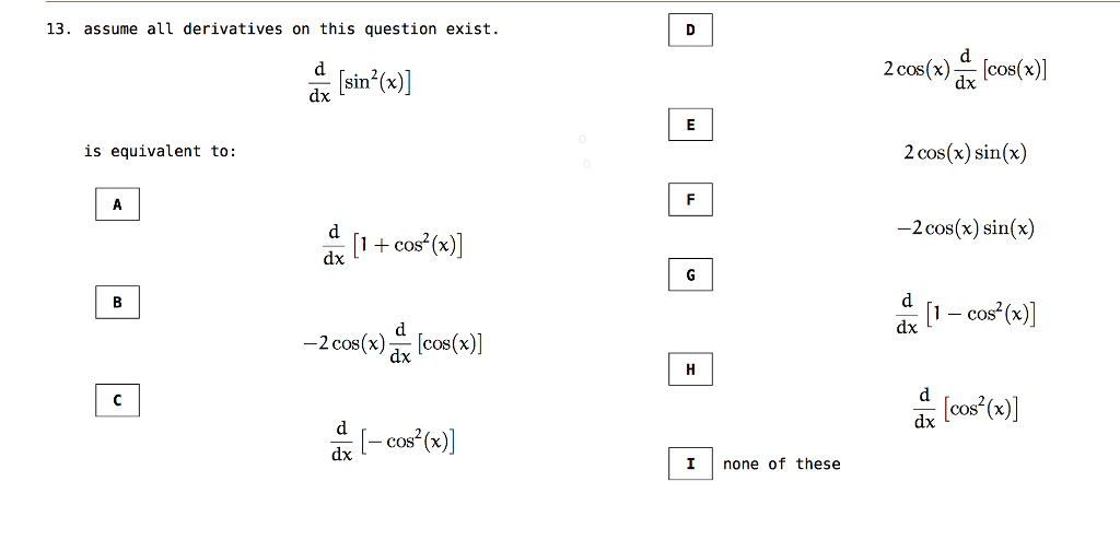 derivative of cos x dx