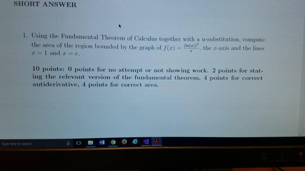 Solved SHORT ANSWEFR 1. Using the Fundamental Theorem of | Chegg.com