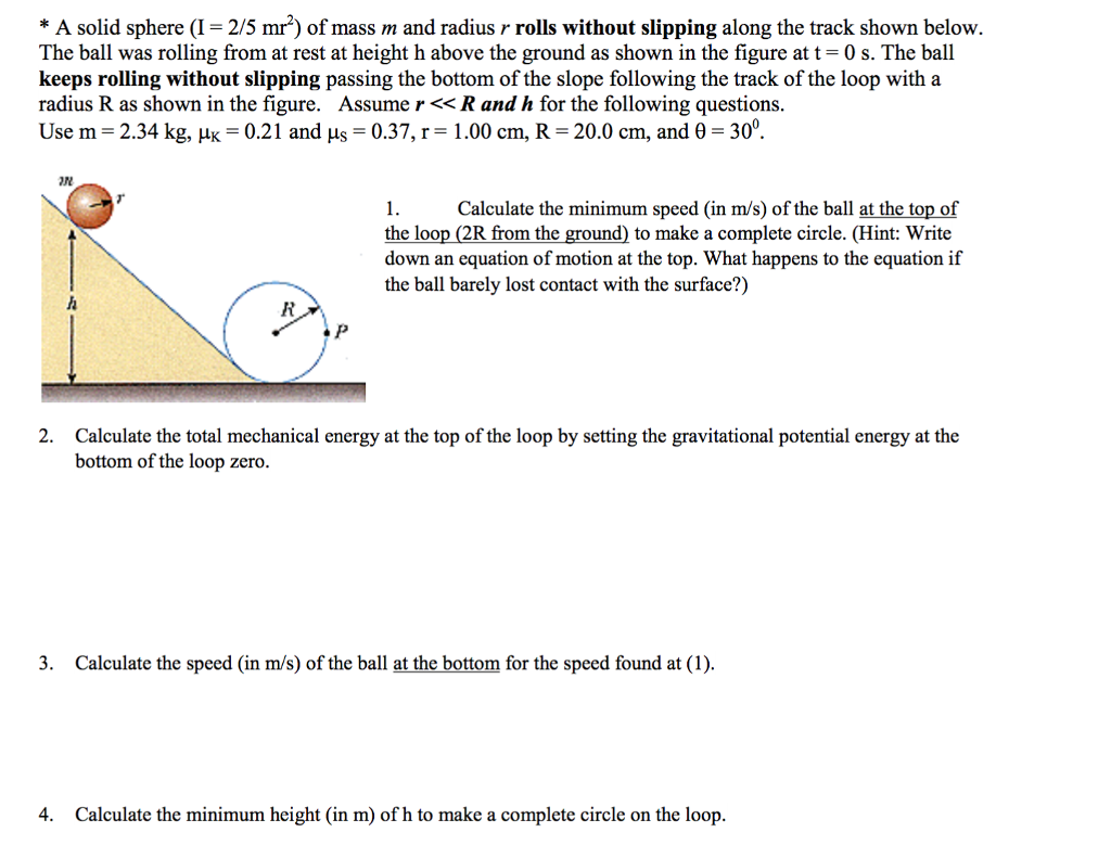 Solved A solid sphere (I = 2/5 mr^2) of mass m and radius r | Chegg.com