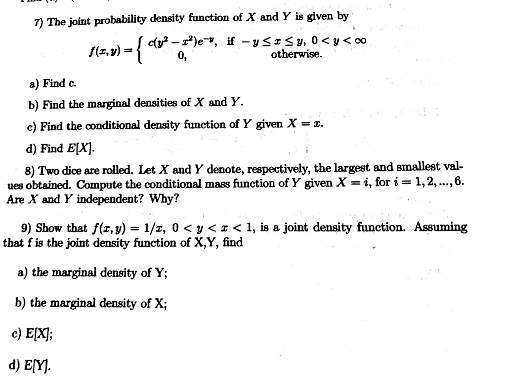 The joint probability density function of X and Y is | Chegg.com