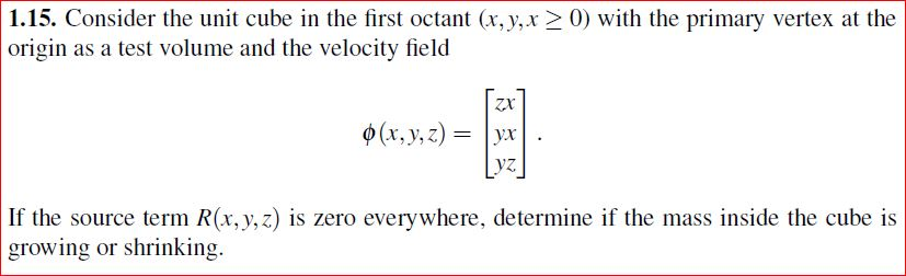 Solved 1.15. Consider the unit cube in the first octant (x, | Chegg.com