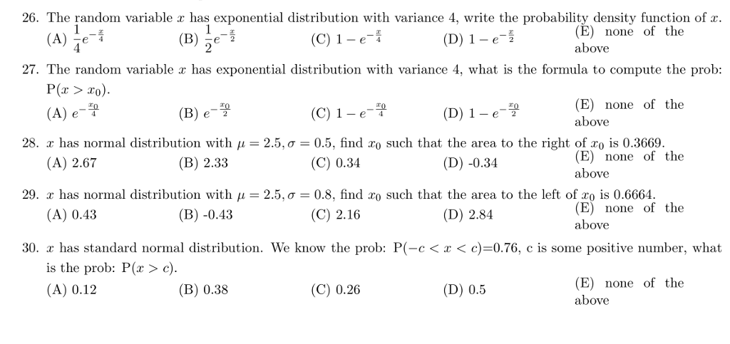 Solved 26. The random variable x has exponential | Chegg.com