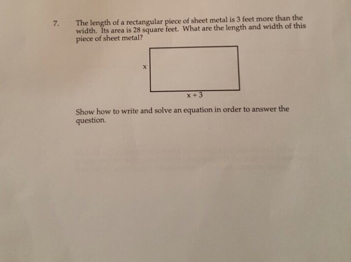 Solved The length of a rectangular piece of sheet metal is 3 | Chegg.com