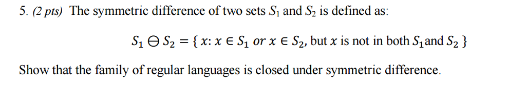 Solved the symmetric difference of two sets s1 and s2 is chegg