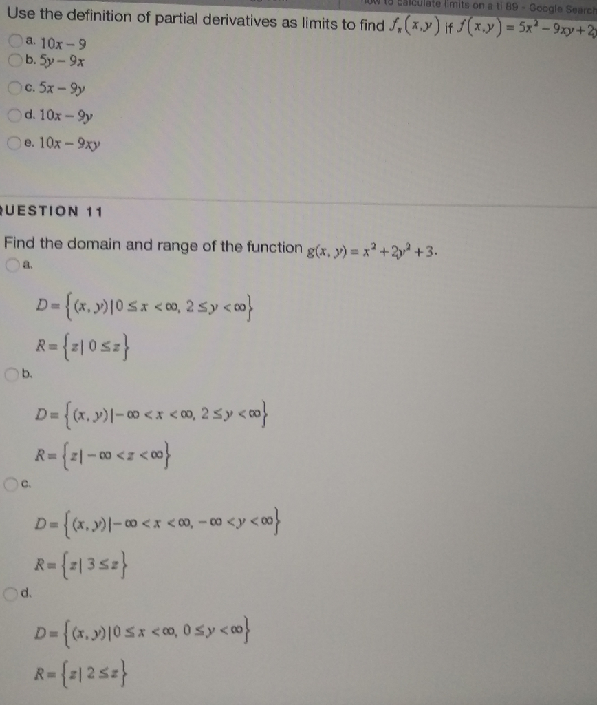 Solved Use the definition of partial derivatives as limits | Chegg.com