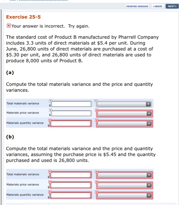 Solved The Standard Cost Of Product B Manufactured By | Chegg.com