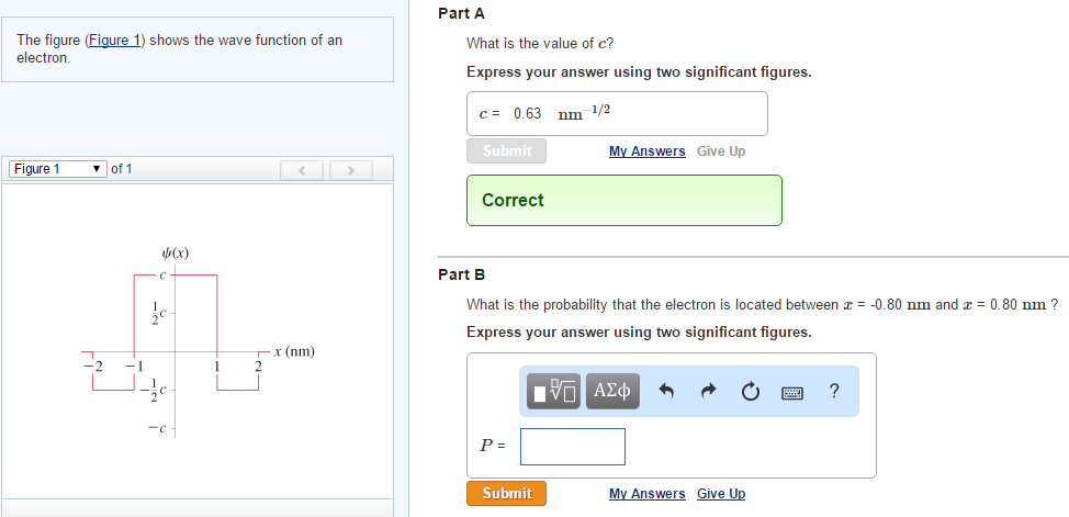Solved The figure (Figure 1) shows the wave function of an | Chegg.com