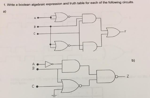 Solved Write a boolean algebraic expression and truth table | Chegg.com