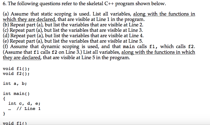 The following questions refer to the skeletal C++ | Chegg.com