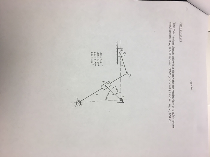 Solved The mechanism shown below is a six bar shaper | Chegg.com
