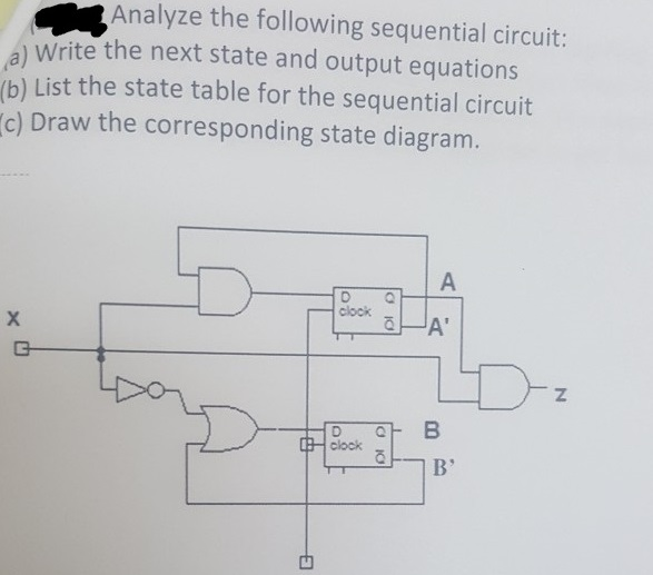 Solved Analyze the following sequential circuit: a) Write | Chegg.com