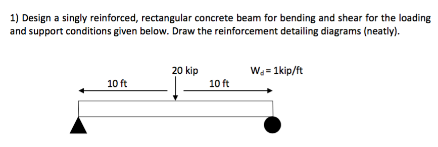 Solved Design a singly reinforced, rectangular concrete beam | Chegg.com