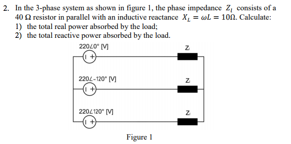 Solved 2. In the 3-phase system as shown in figure 1, the | Chegg.com