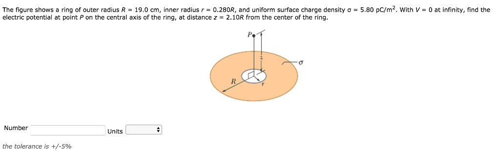 Solved The figure shows a ring of outer radius R = 19.0 cm, | Chegg.com
