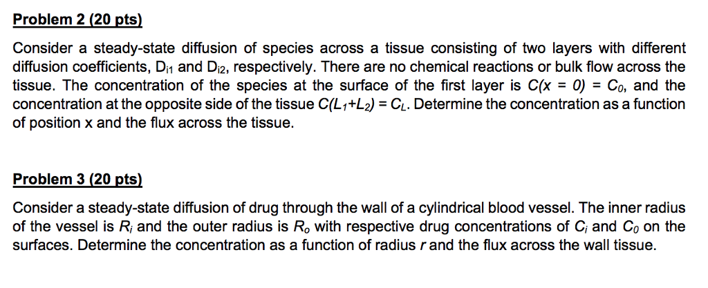 Solved Problem 2 (20 pts) Consider a steady-state diffusion | Chegg.com