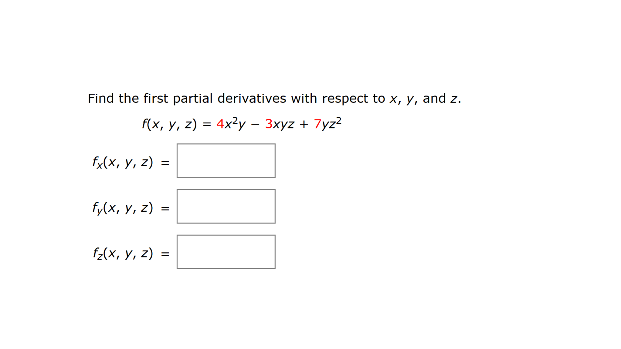 Solved Find The First Partial Derivatives With Respect To X 8059