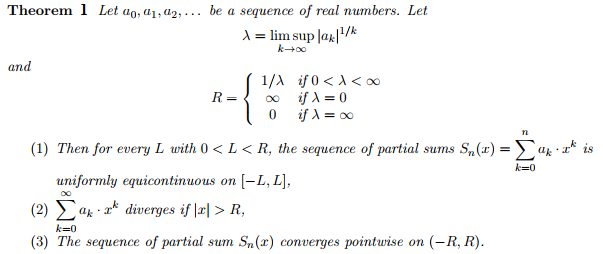 Solved Theorem 1 Let ao.ai.a2, be a sequence of real | Chegg.com