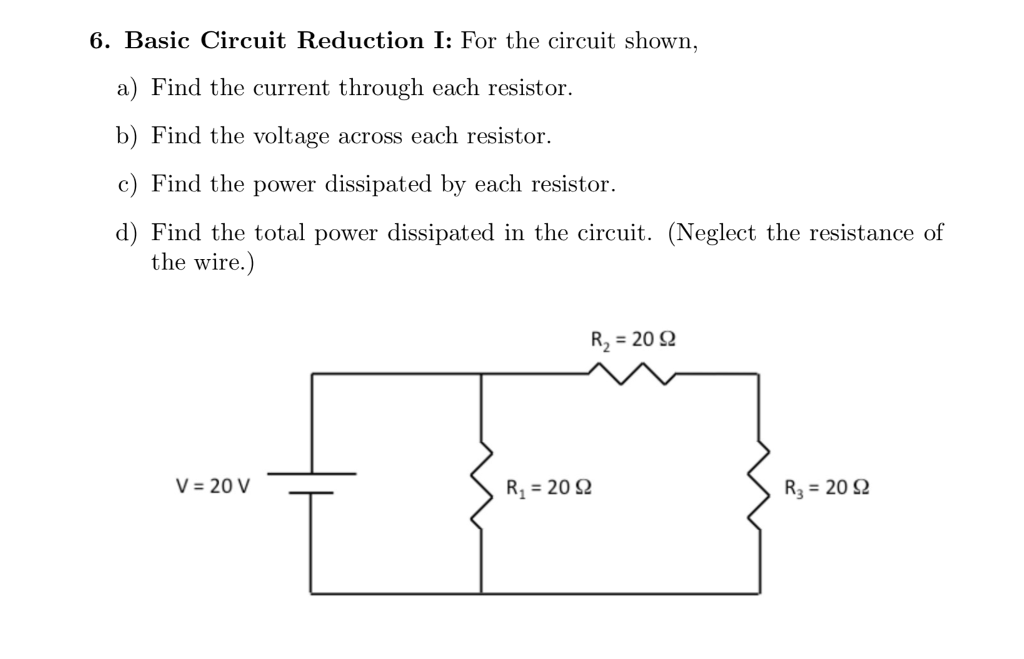 Solved 6. Basic Circuit Reduction I: For the circuit shown, | Chegg.com