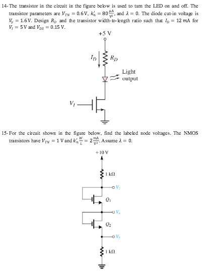 Solved The transistor in the circuit in the figure below is | Chegg.com