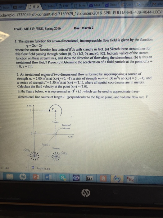 Solved The Stream Function For A Two-dimensional, | Chegg.com