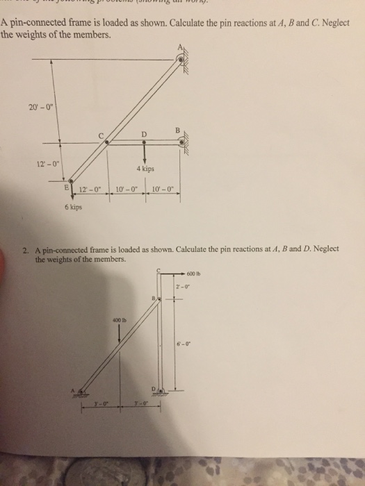 Solved A pin-connected frame is loaded as shown. Calculate | Chegg.com