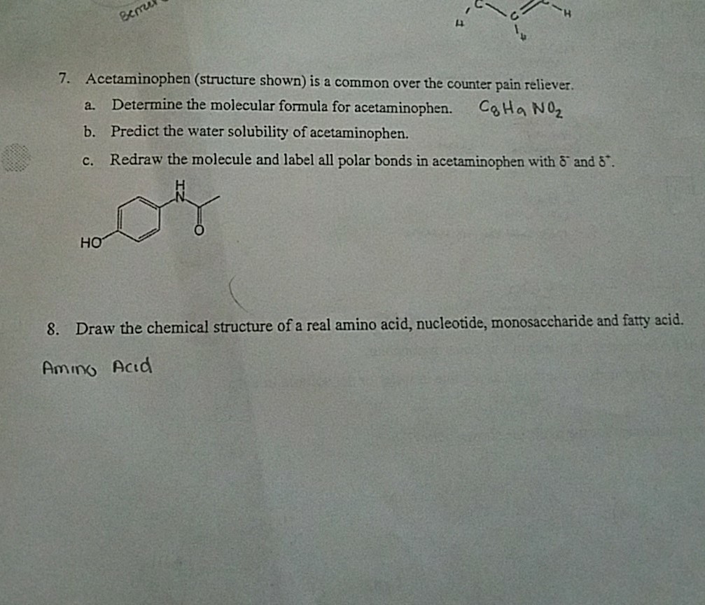 Solved Acetaminophen (structure Shown) Is A Common Over The | Chegg.com