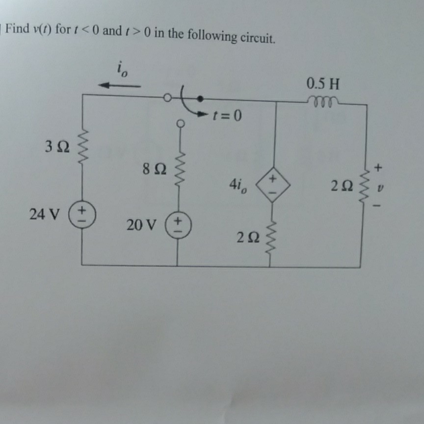 Solved Find v(t) for t 0 in the following circuit. | Chegg.com