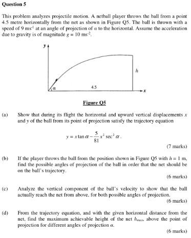 Solved Question 5 This problem analyzes projectile motion. A | Chegg.com