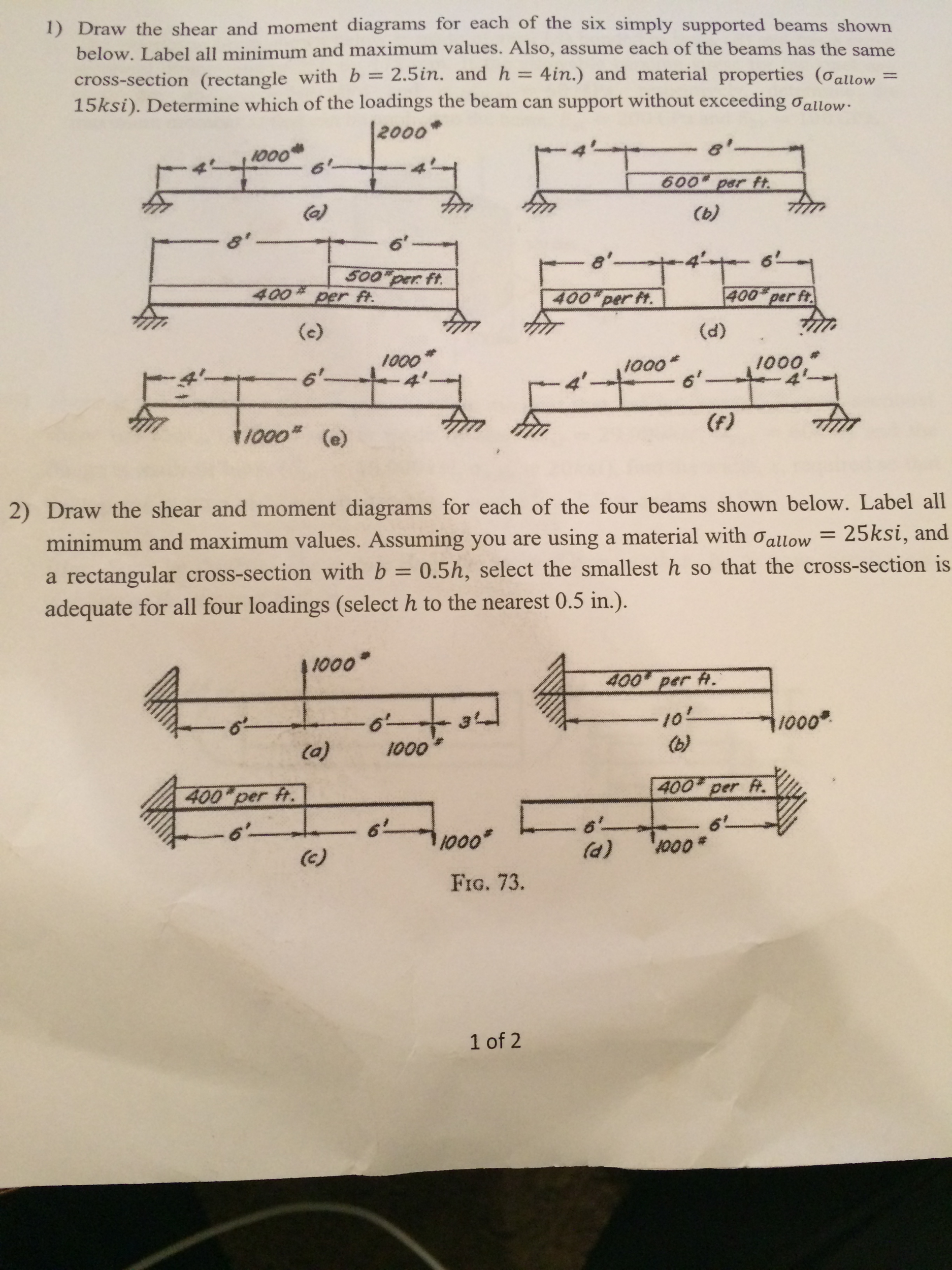 draw the shear and moment diagrams for the beam