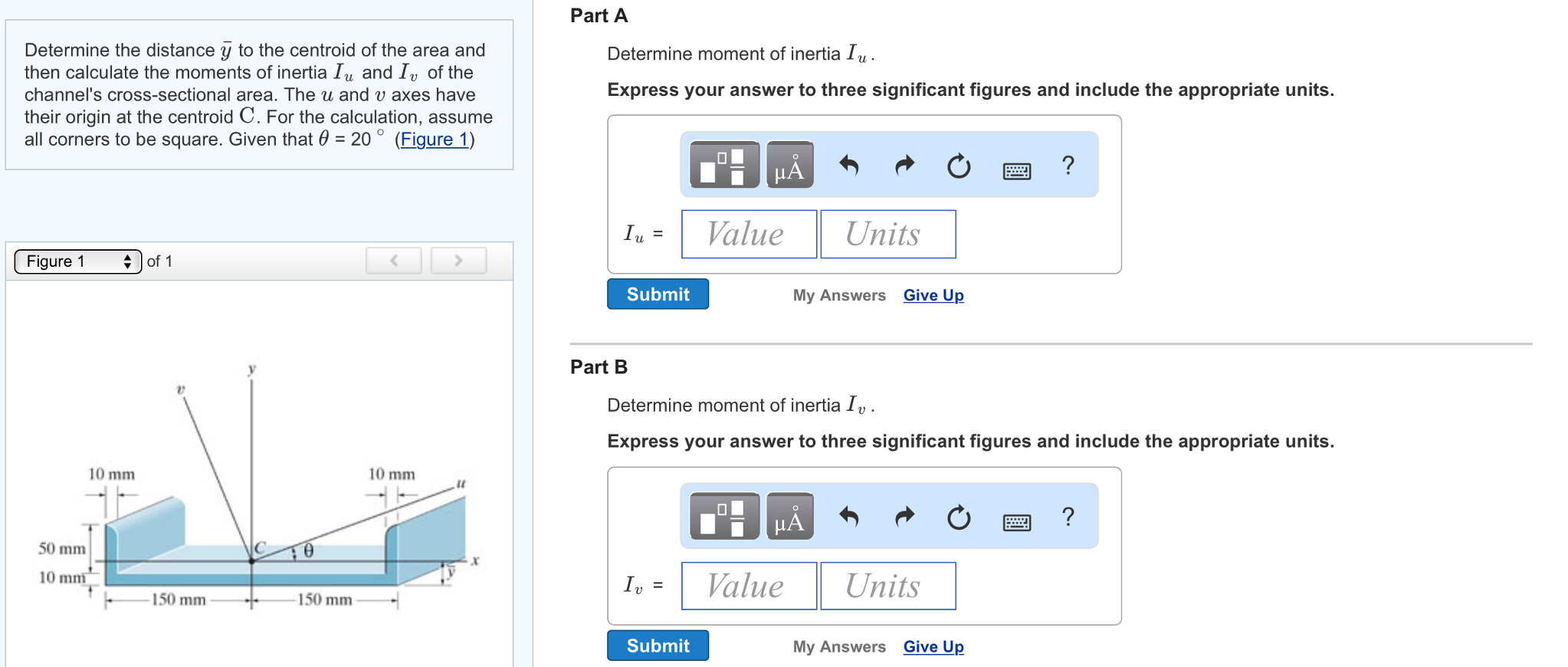 Solved Determine the distance y to the centroid of the area | Chegg.com