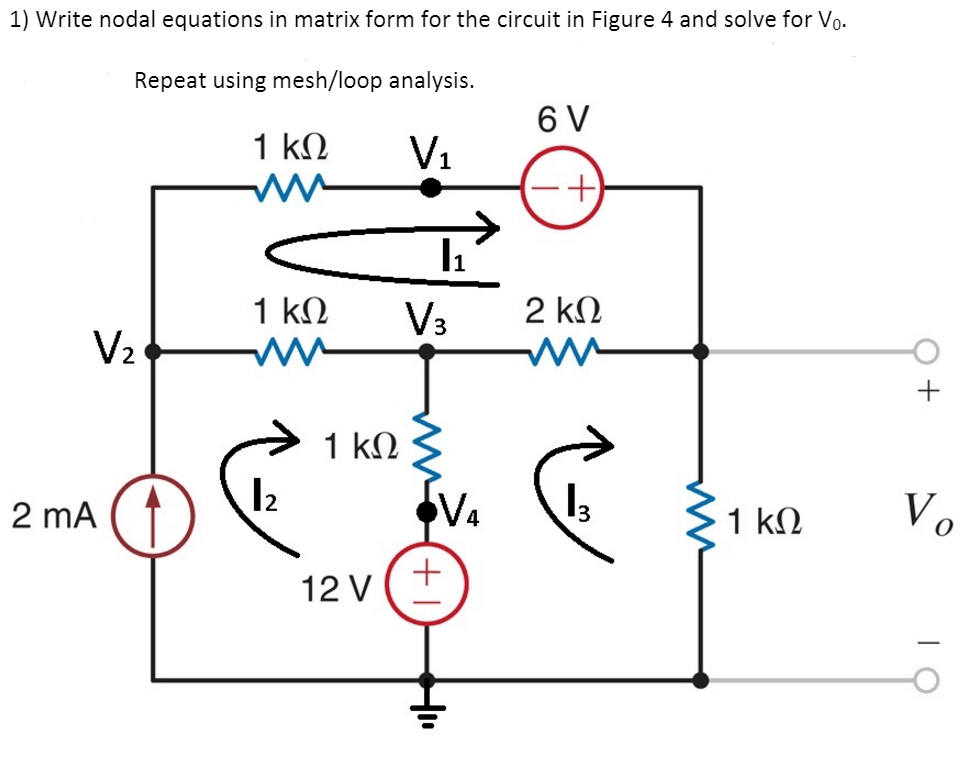 Solved Write nodal equations in matrix form for the circuit | Chegg.com