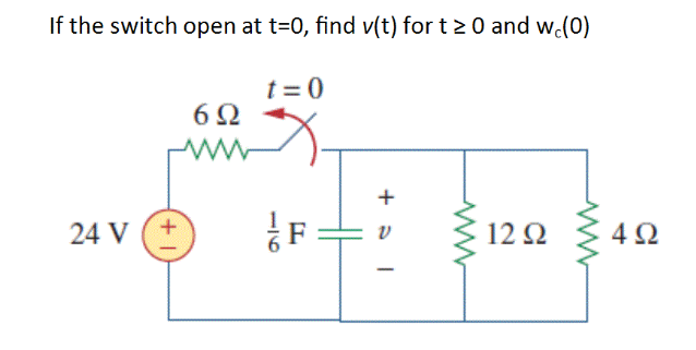 Solved If the switch open at t = 0, find v(t) for t | Chegg.com