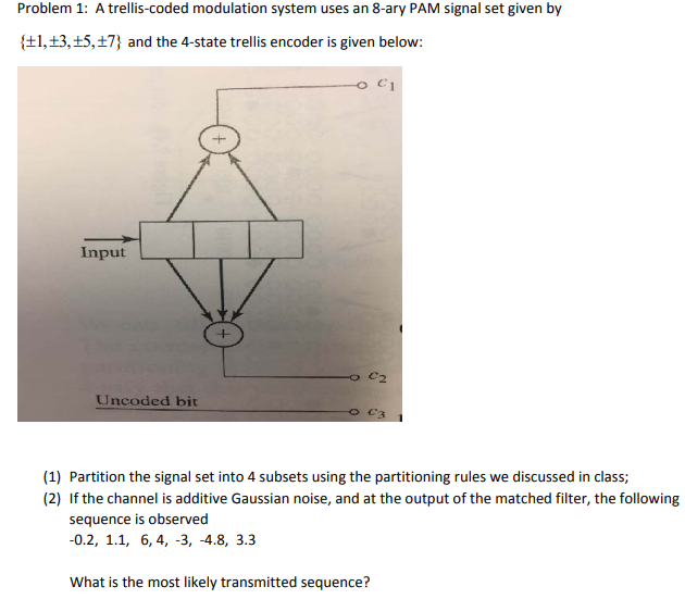 Problem 1 A trelliscoded modulation system uses an