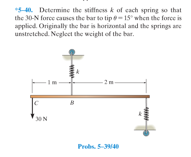 540 Determine the stiffness k of each spring so that