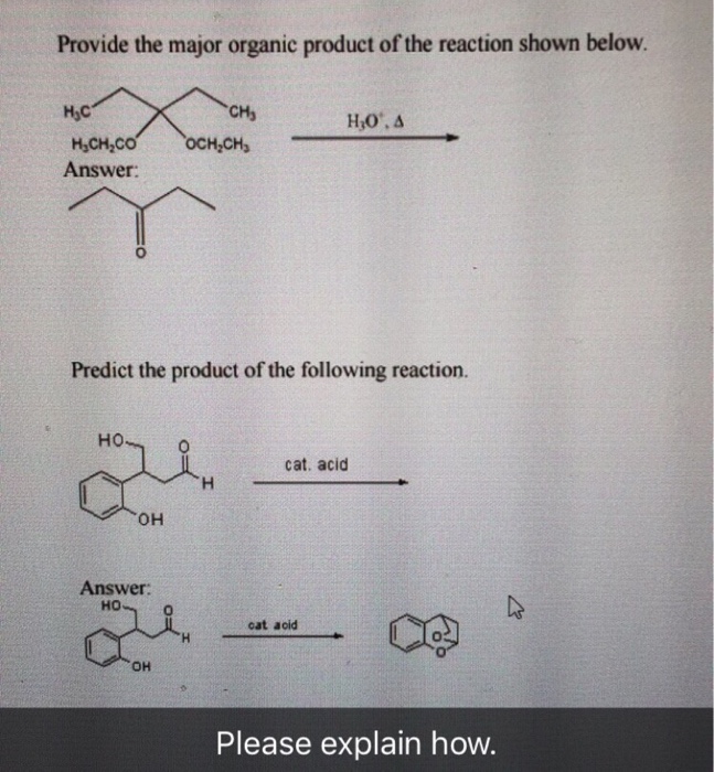 Solved Provide The Major Organic Product Of The Reaction