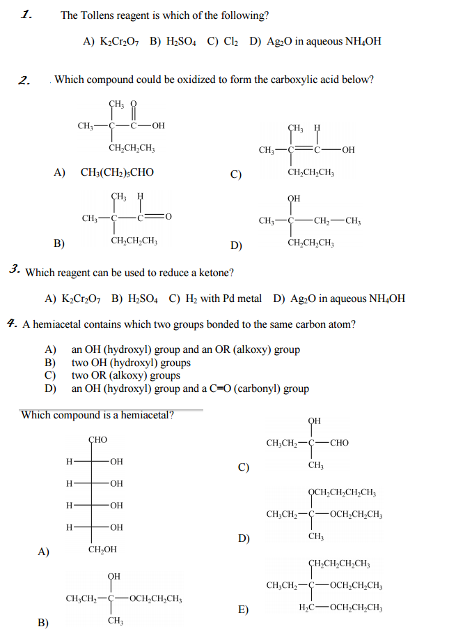 Solved The Tollens reagent is which of the following? | Chegg.com