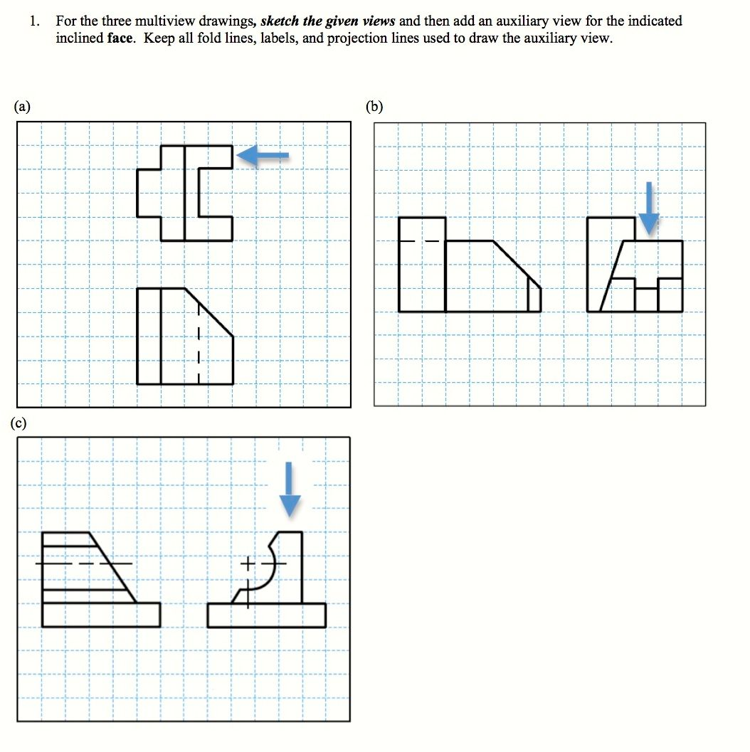 Solved: For The Three Multiview Drawings, Sketch The Given... | Chegg.com